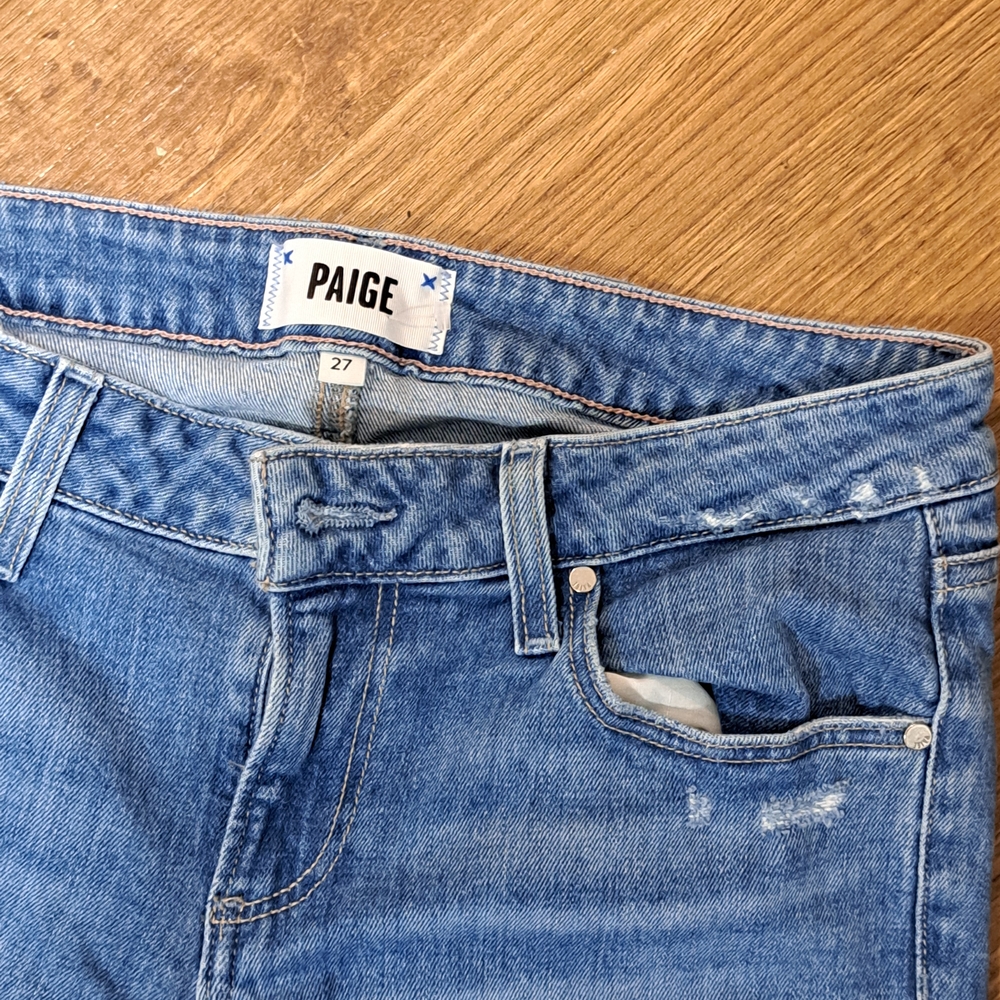 PAIGE Sloane Low Rise Distressed Denim Misses Jeans Size 27 - Picture 6 of 10